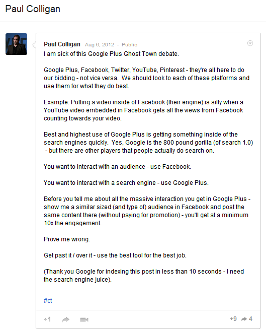 Paul Colligan - Google Plus Ghost Town and Social Media Marketing